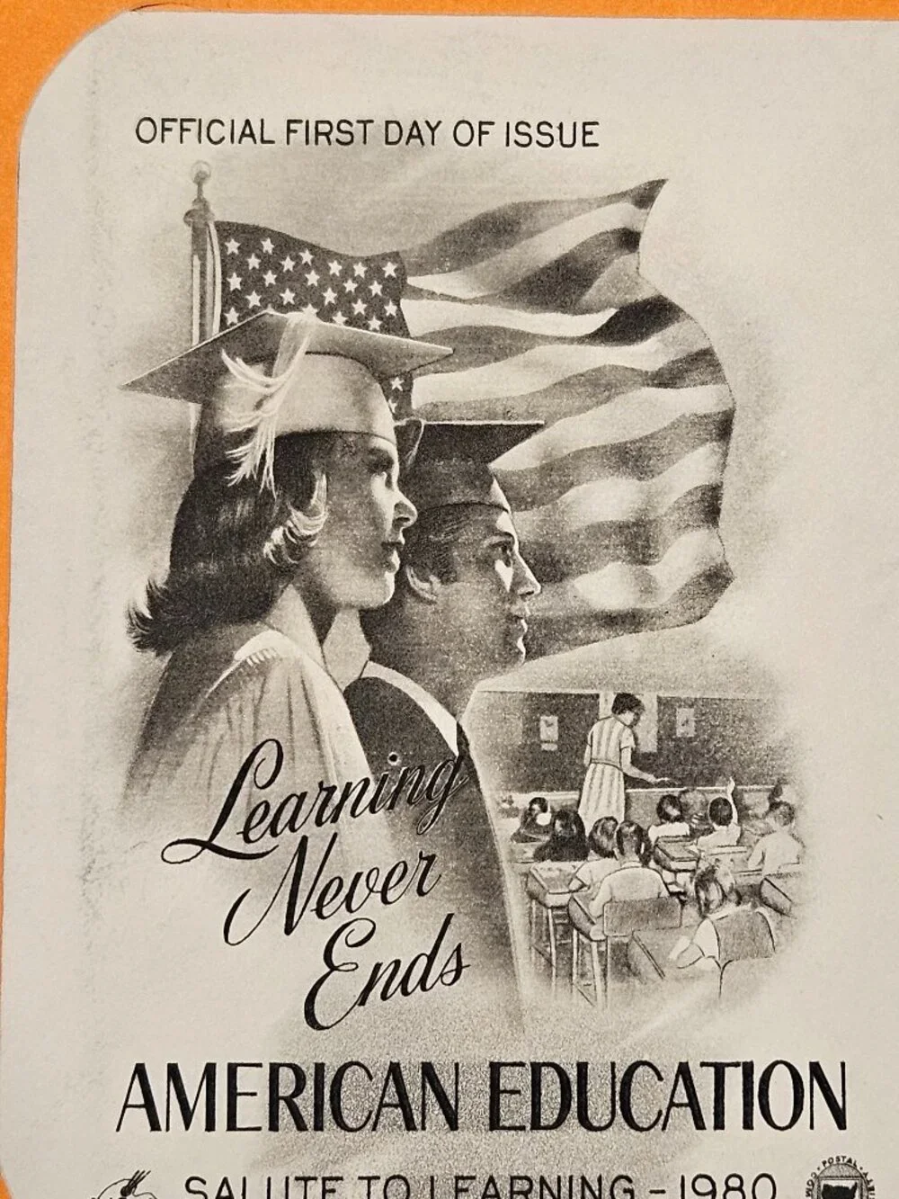 RARE COLLECTIBLE USPS 1ST DAY ISSUE AMERICAN EDUCATION LEARNING NEVER ENDS STAMP